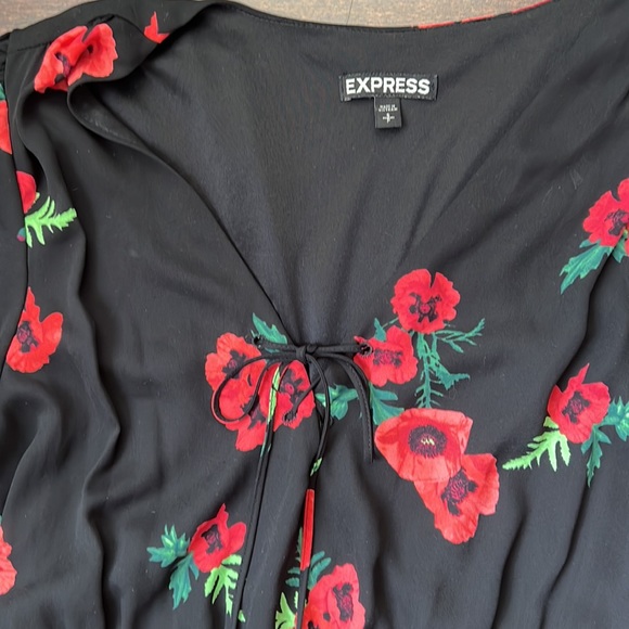 Express Red Floral Print Maxi Dress - Picture 5 of 7